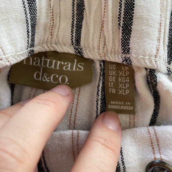 Linen Wide Leg Pants Size Large Neutral Cropped Casual Lightweight Beachy - Picture 2 of 9